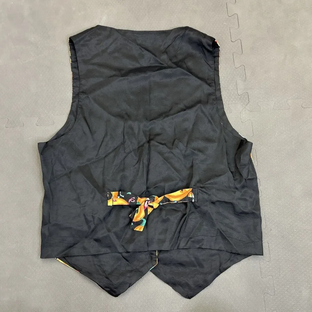 Vintage 111 Main Black Pumpkin Halloween Jack-O-Lantern Vest Size Medium Charity